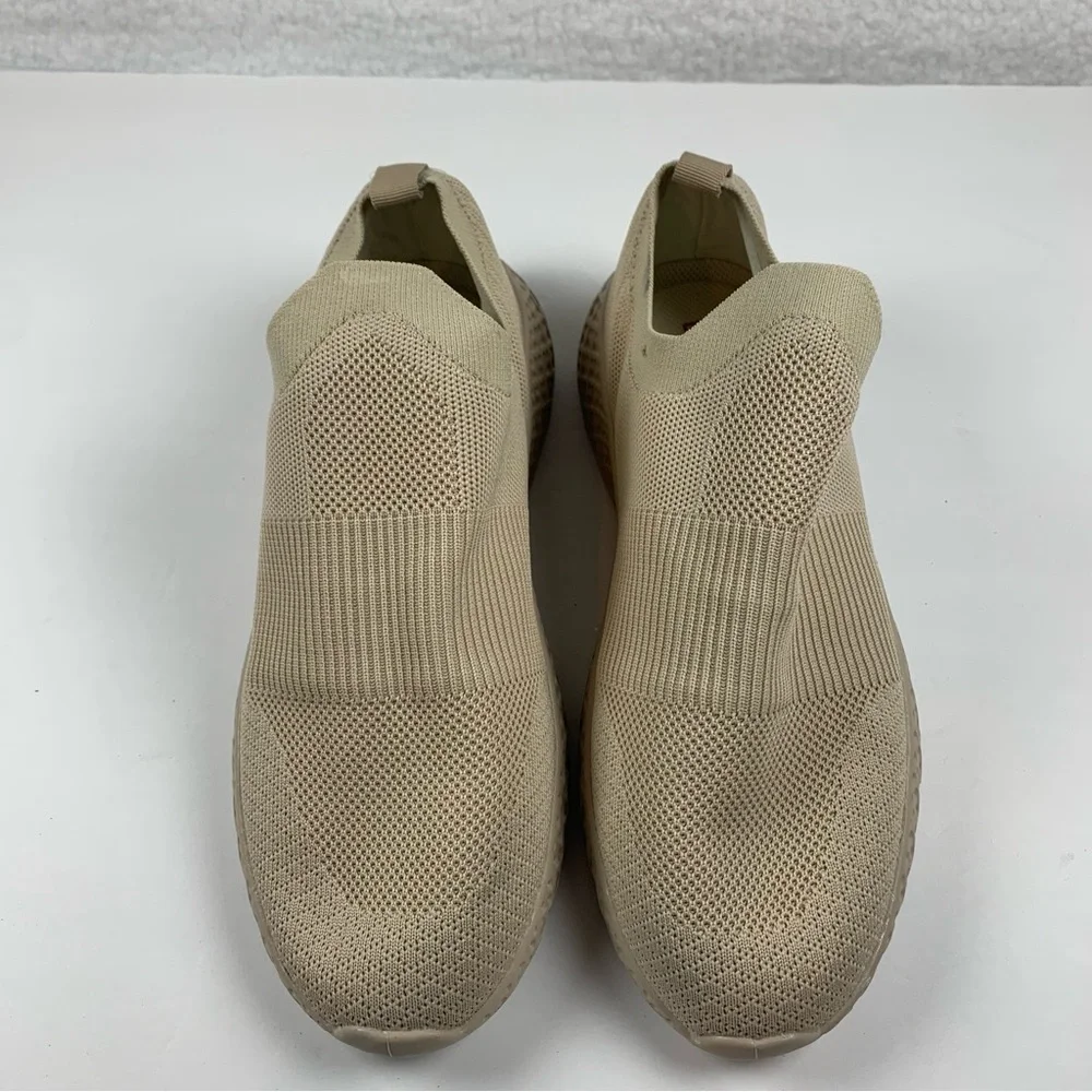Blondo Womens Sarah Slip On‎ Knit Stretch Sneakers Tan Textured Wedge 9.5 NWOB